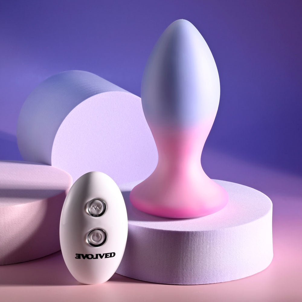 Evolved PARADISE PLUG - Pink/Purple 10.5cm Vibrating Butt Plug with Wireless Remote