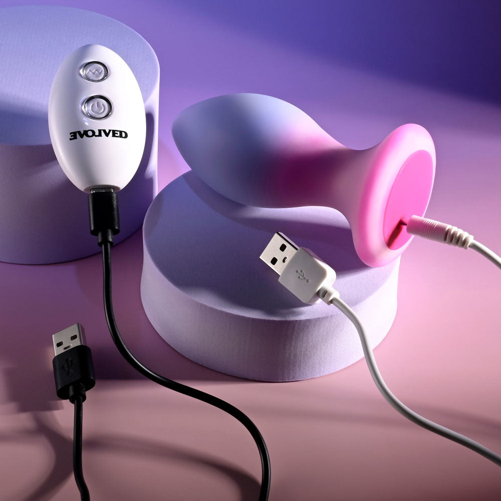 Evolved PARADISE PLUG - Pink/Purple 10.5cm Vibrating Butt Plug with Wireless Remote