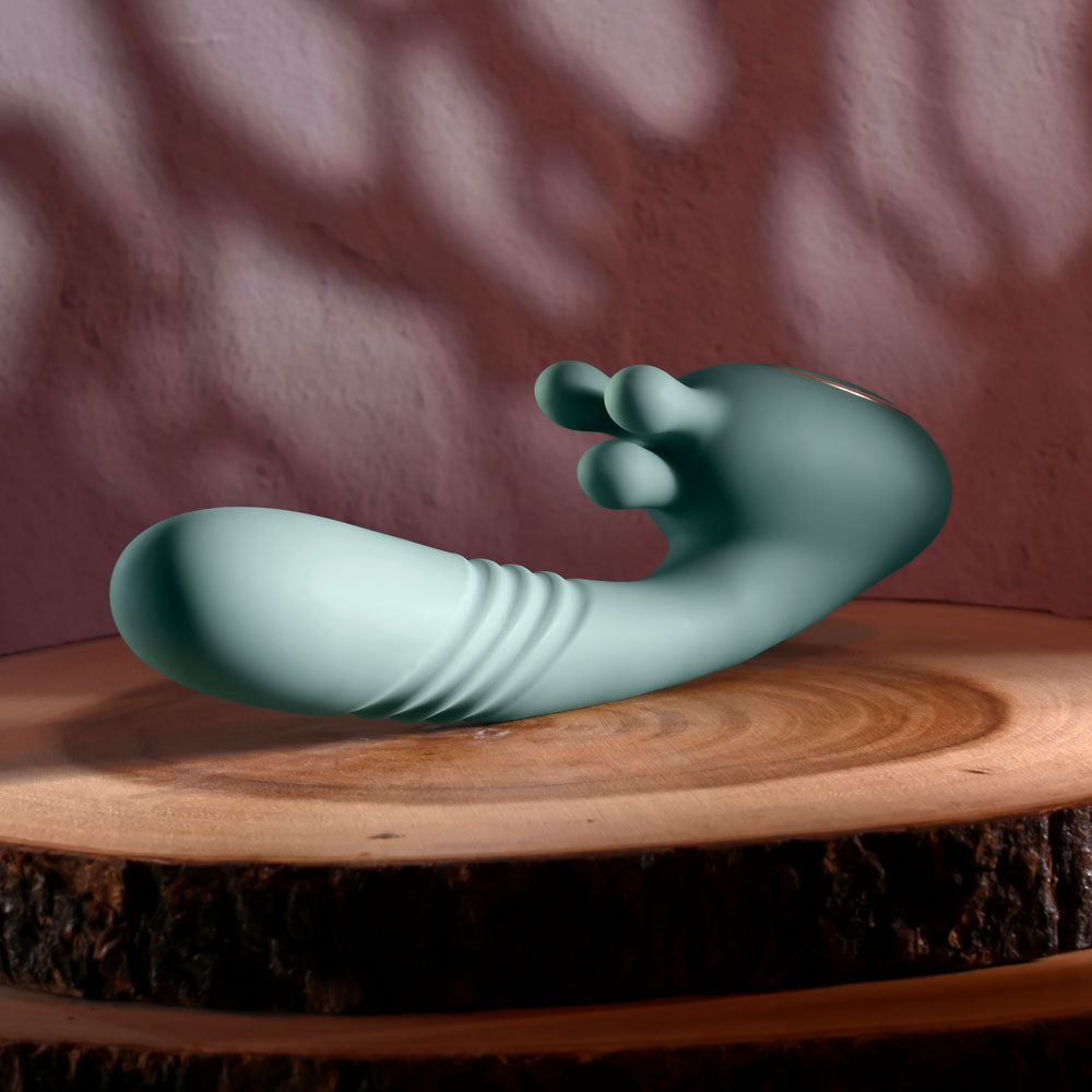 Evolved THRUST INTO ECSTASY - Green 21cm Thrusting & Rotating Vibrator