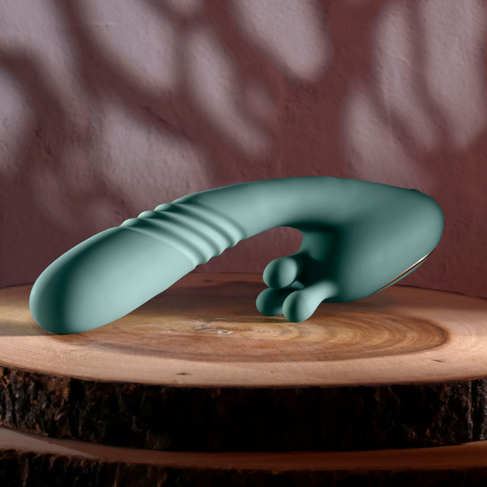 Evolved THRUST INTO ECSTASY - Green 21cm Thrusting & Rotating Vibrator