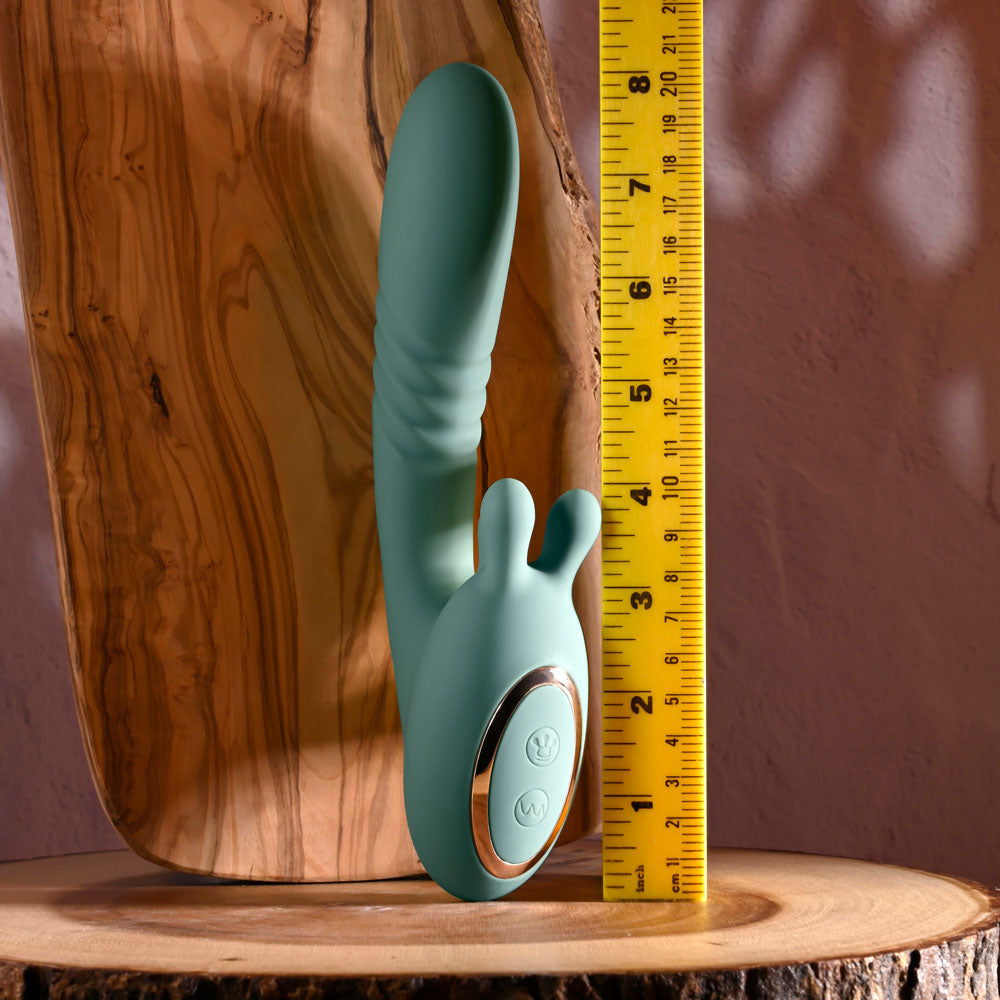 Evolved THRUST INTO ECSTASY - Green 21cm Thrusting & Rotating Vibrator