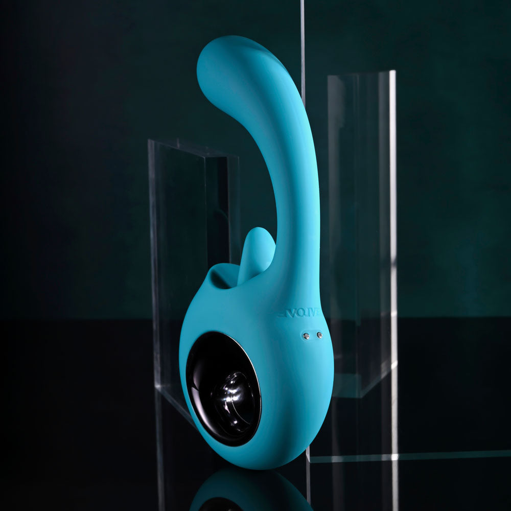 Evolved HOW MANY LICKS - Blue 17.8cm USB Rechargeable Vibrator with Flicking Stimulator