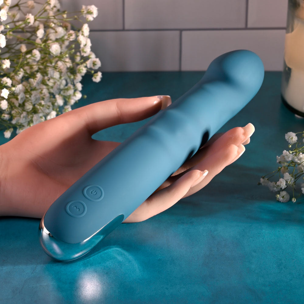 Evolved QUEEN OF ALL TRADES - Blue 22.6cm Thrusting & Rotating Vibrator