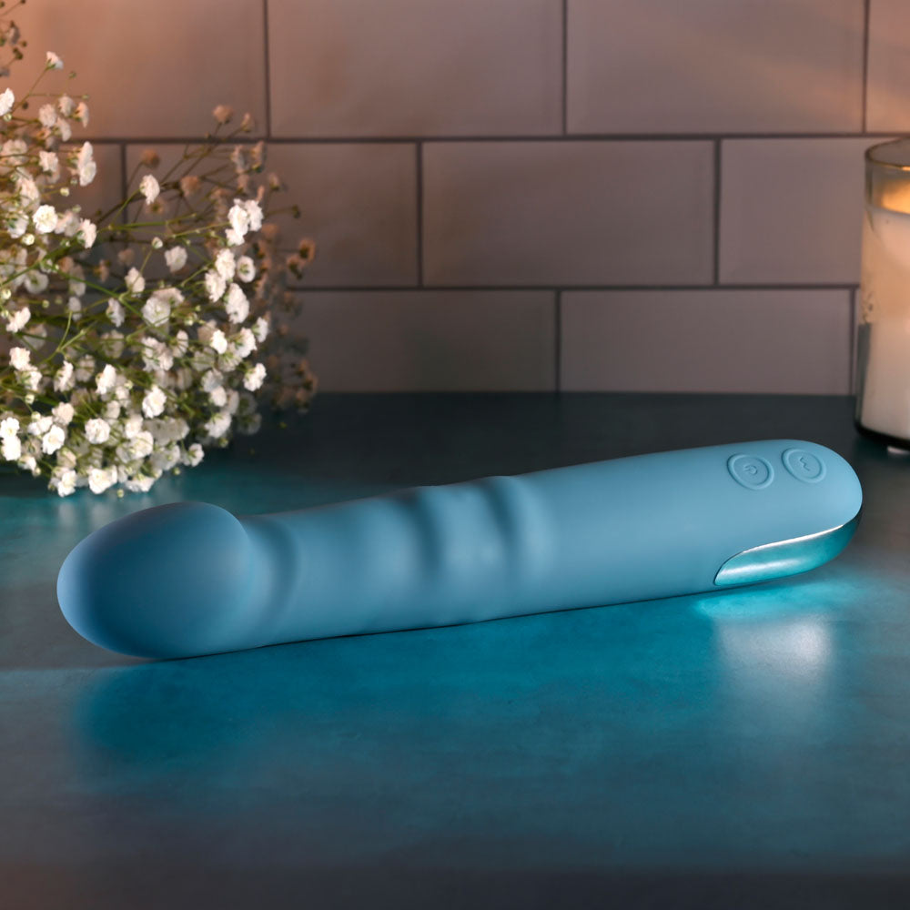 Evolved QUEEN OF ALL TRADES - Blue 22.6cm Thrusting & Rotating Vibrator
