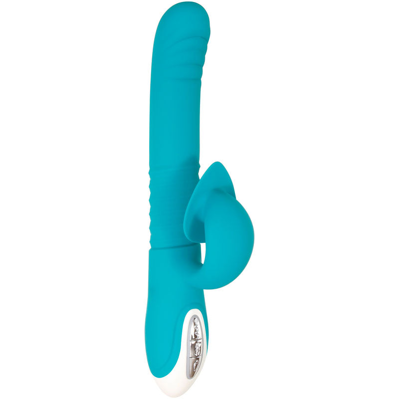 Evolved The Show Stopper - Teal 23.5cm Thrusting Twirling Rabbit Vibrator
