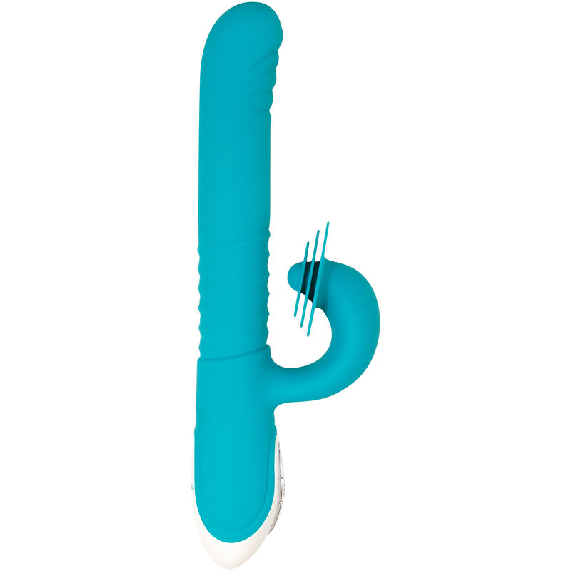 Evolved The Show Stopper - Teal 23.5cm Thrusting Twirling Rabbit Vibrator