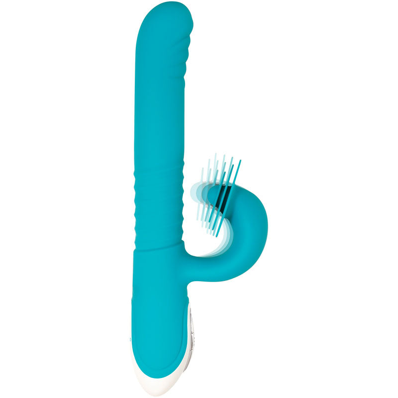 Evolved The Show Stopper - Teal 23.5cm Thrusting Twirling Rabbit Vibrator