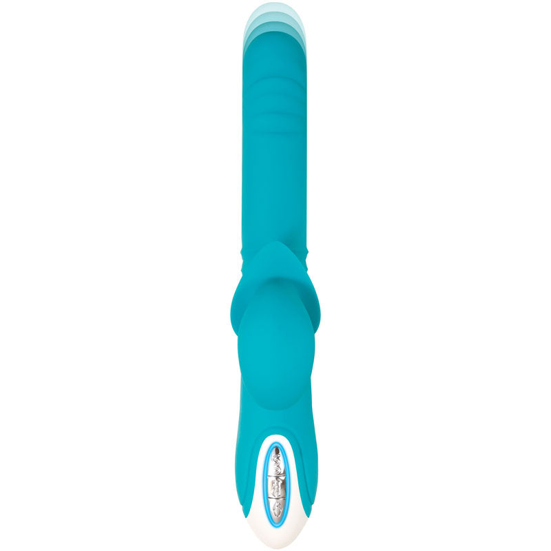 Evolved The Show Stopper - Teal 23.5cm Thrusting Twirling Rabbit Vibrator