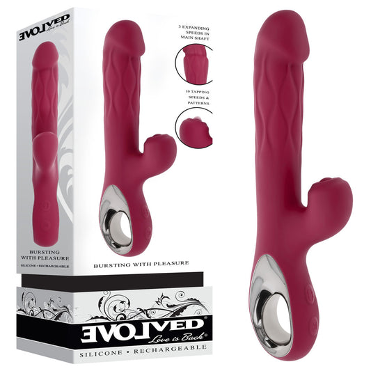 Evolved BURSTING WITH PLEASURE Vibrator with Tapping Clitoral Stimulator