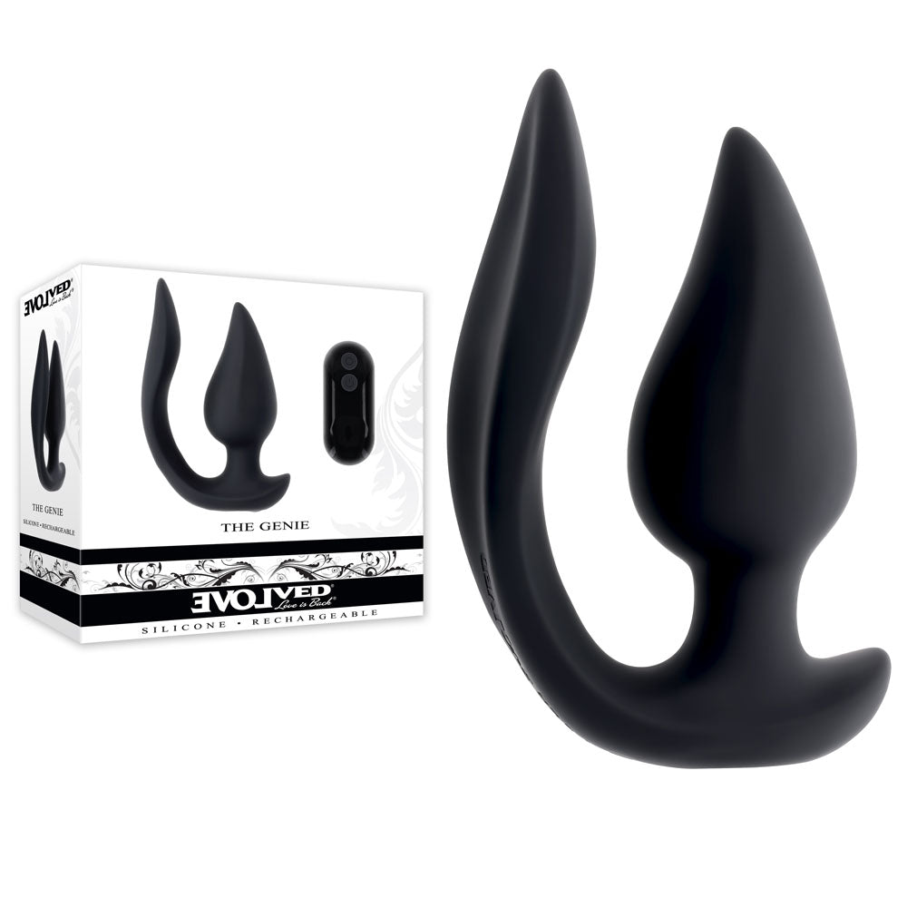 Evolved THE GENIE - Black 11.2cm Vibrating Plug with Wireless Remote