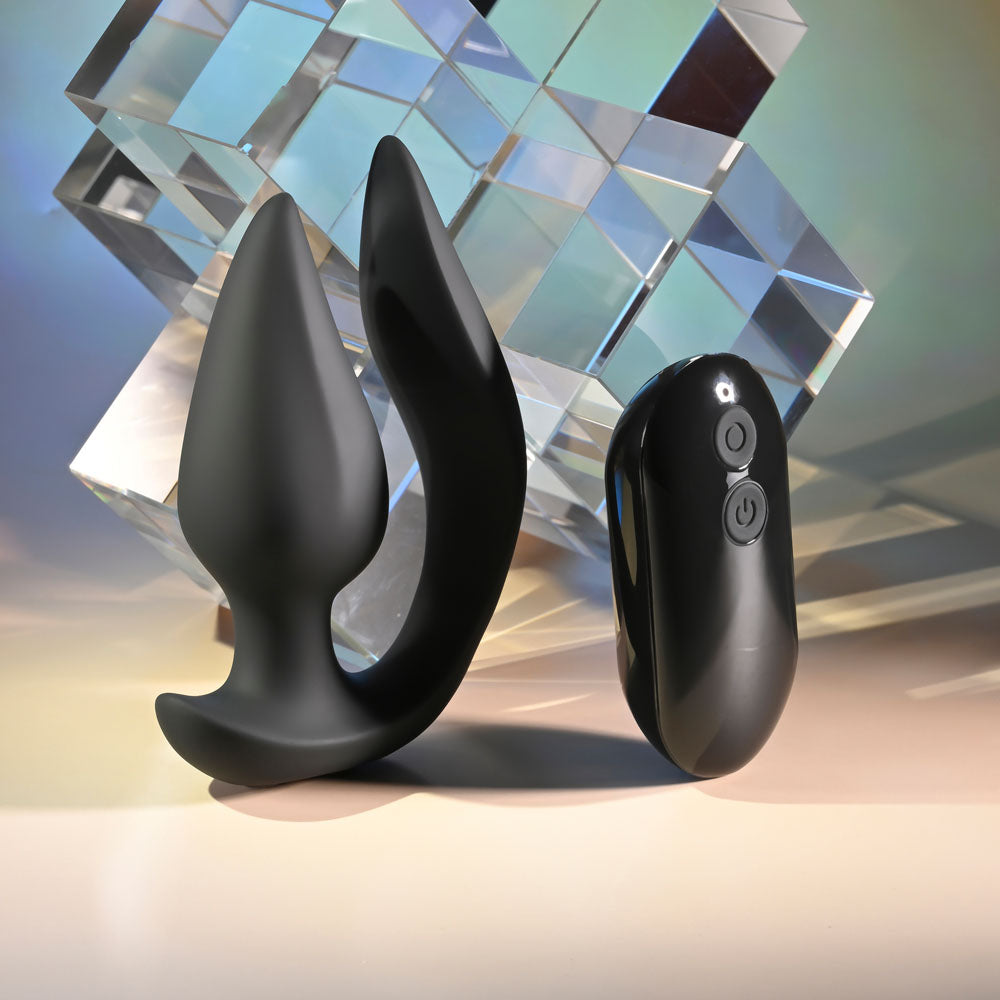 Evolved THE GENIE - Black 11.2cm Vibrating Plug with Wireless Remote