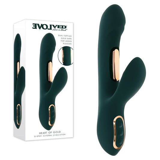 Evolved HEART OF GOLD Dual Tapping Rabbit Vibrator