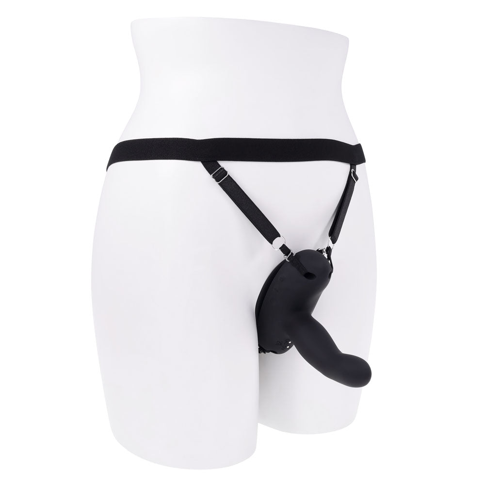 Evolved COME CLOSER - Black USB Rechargeable Vibrating Strap-On with Remote