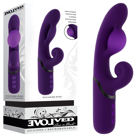 Evolved PLEASURE PUFF - Purple 24.1cm Inflatable Rabbit Vibrator