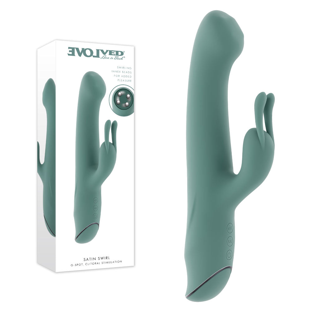 Evolved SATIN SWIRL Rabbit Vibrator with Swirling Beaded Head
