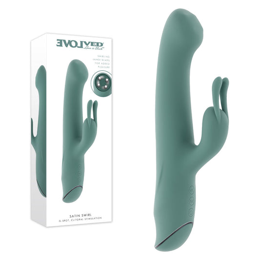 Evolved SATIN SWIRL Rabbit Vibrator with Swirling Beaded Head
