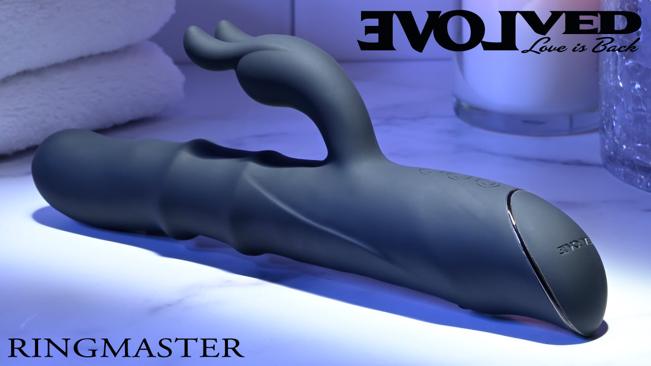 Evolved RINGMASTER Black 23.1cm USB Rechargeable Rabbit Vibrator