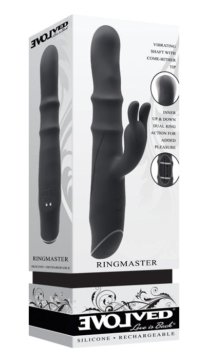 Evolved RINGMASTER Black 23.1cm USB Rechargeable Rabbit Vibrator