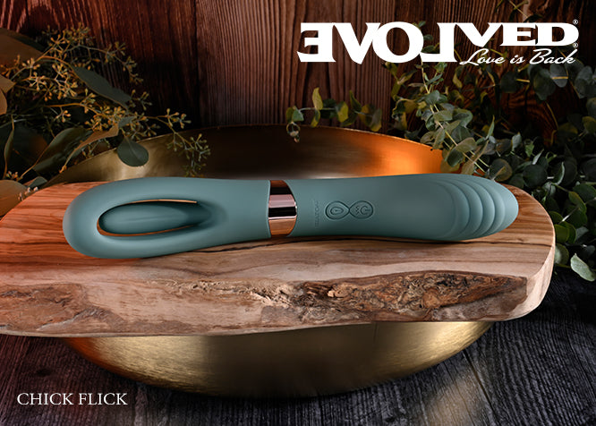Evolved CHICK FLICK Olive Green 24cm USB Rechargeable Vibrator with Flicking Tip