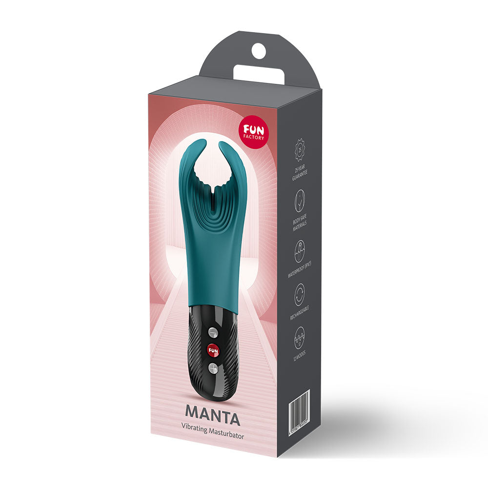 Fun Factory Manta Vibrating Stroker Couples Vibrator 2026 Bottle Green