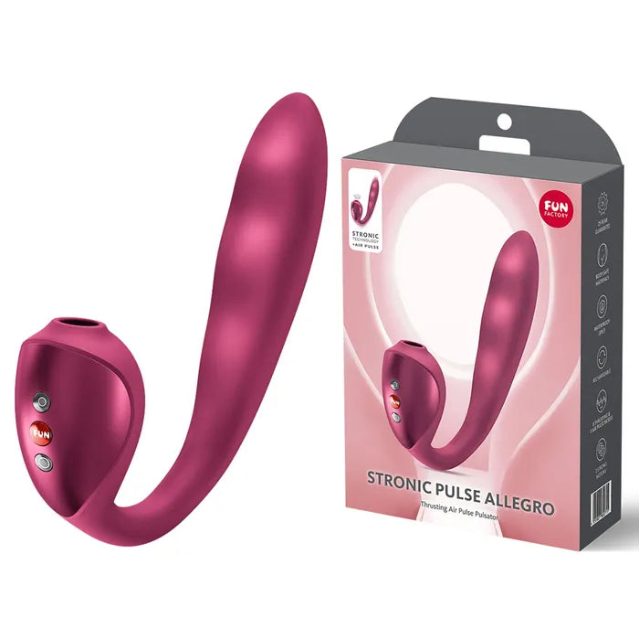 Fun Factory STRONIC PULSE ALLEGRO - Thrusting Vibrator with Air Pulse Stimulator - Wine Red