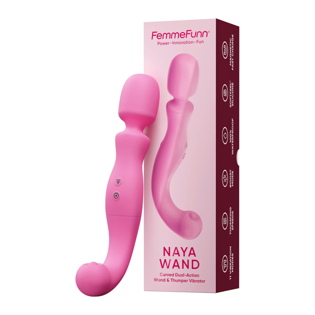 Femme Funn Naya Wand - Curved Dual-Action Wand Thumper Vibrator - MULTIPLE COLOURS
