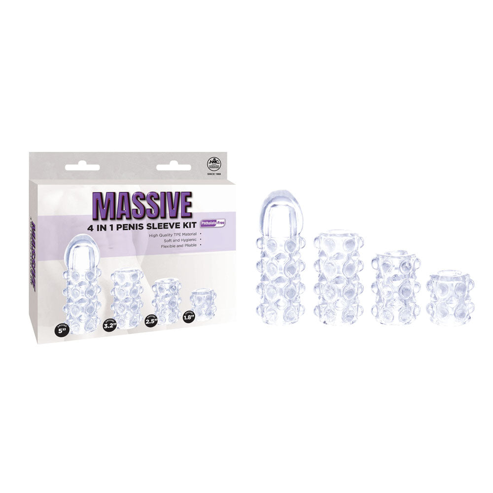 Excellent Power Massive - Clear Penis Sleeves - Set of 4 Styles