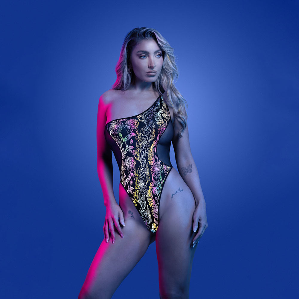 Fantasy Lingerie GLOW Luminescent Flash Teddy - S/M or M/L