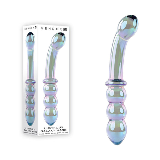 Gender X LUSTROUS GALAXY WAND - Blue/Violet Glass 18.5cm Double Ended Massager