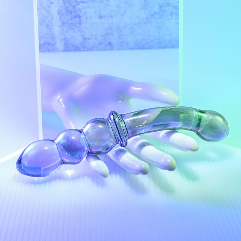 Gender X LUSTROUS GALAXY WAND - Blue/Violet Glass 18.5cm Double Ended Massager