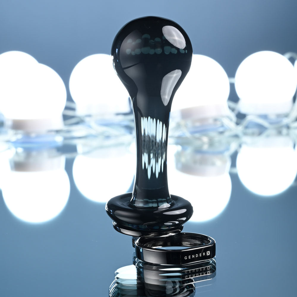 Gender X BLOW POP - Black 12.8cm Glass Plug with Ring Pull