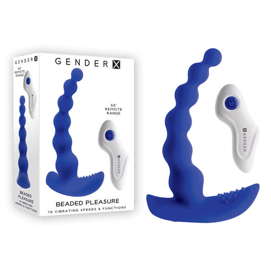 Gender X BEADED PLEASURE - Blue 11.4cm Vibrating Anal Beads with Remote