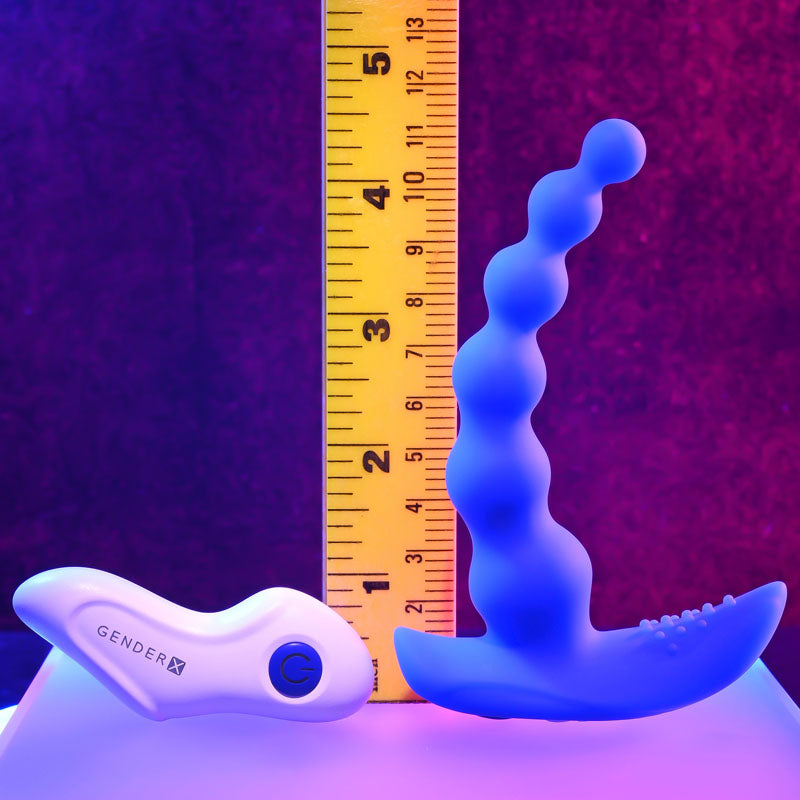 Gender X BEADED PLEASURE - Blue 11.4cm Vibrating Anal Beads with Remote