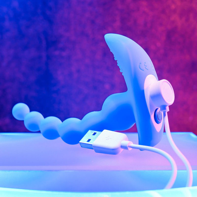 Gender X BEADED PLEASURE - Blue 11.4cm Vibrating Anal Beads with Remote