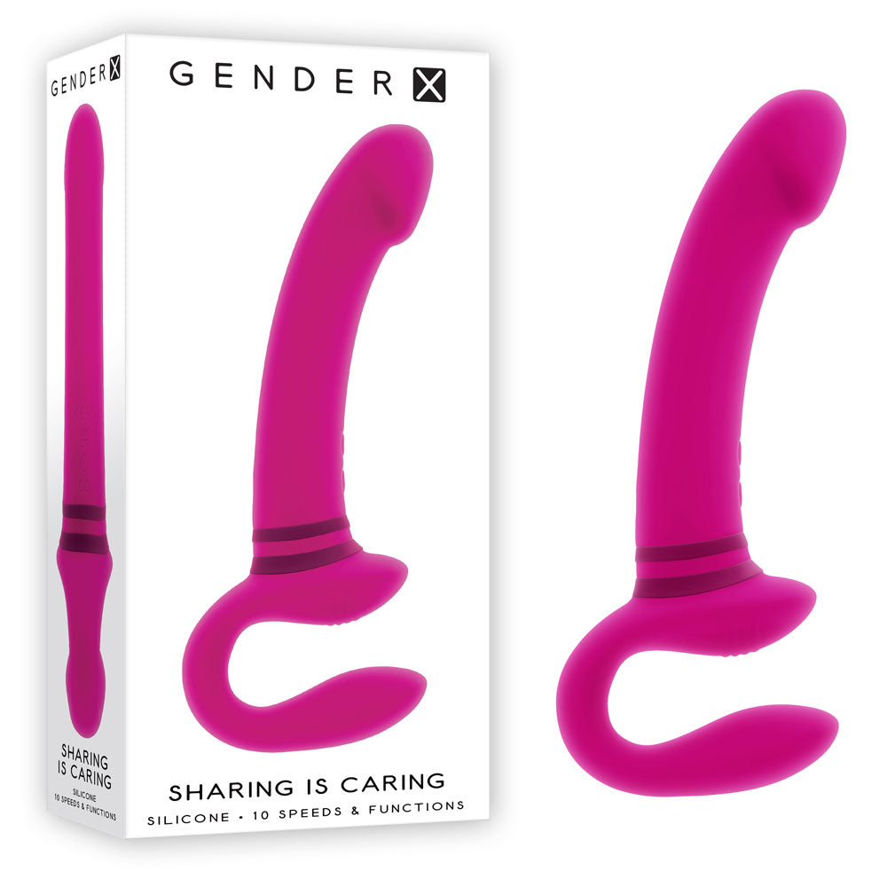 Gender X SHARING IS CARING - Pink 21.9cm Vibrating Strapless Strap-On