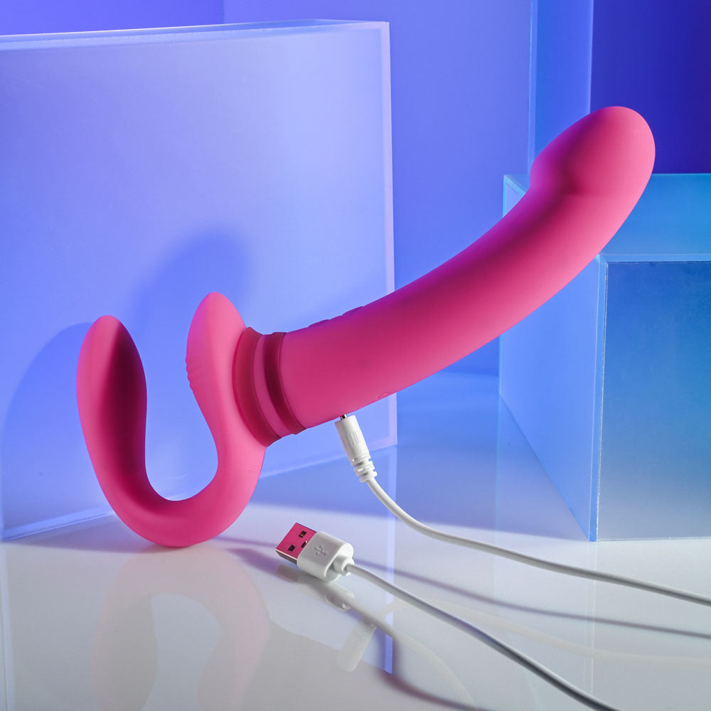 Gender X SHARING IS CARING - Pink 21.9cm Vibrating Strapless Strap-On