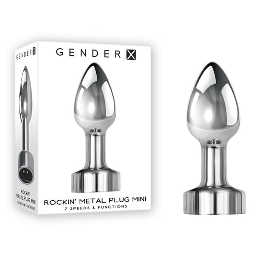 Gender X ROCKIN METAL PLUG MINI - Chrome 7.8cm Vibrating Mini Butt Plug