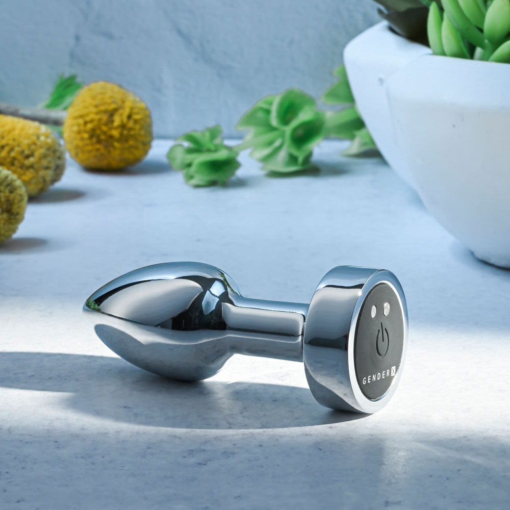 Gender X ROCKIN METAL PLUG MINI - Chrome 7.8cm Vibrating Mini Butt Plug