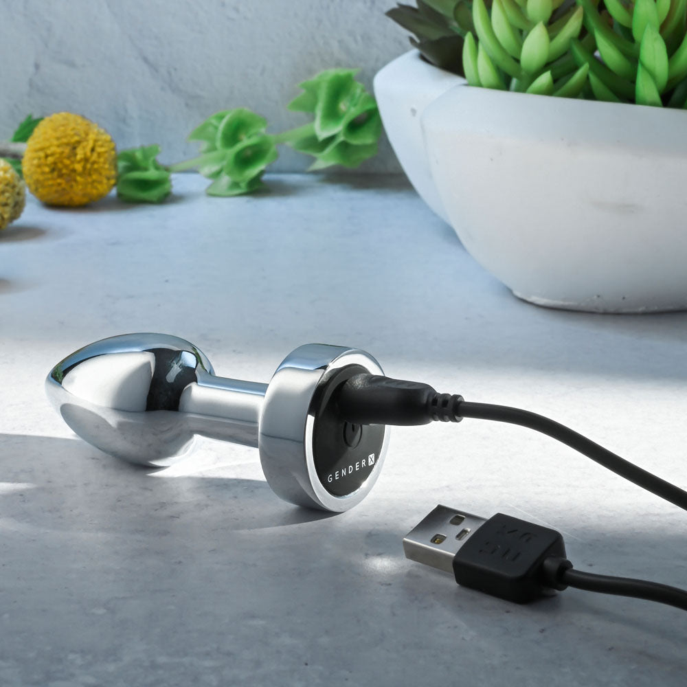 Gender X ROCKIN METAL PLUG MINI - Chrome 7.8cm Vibrating Mini Butt Plug