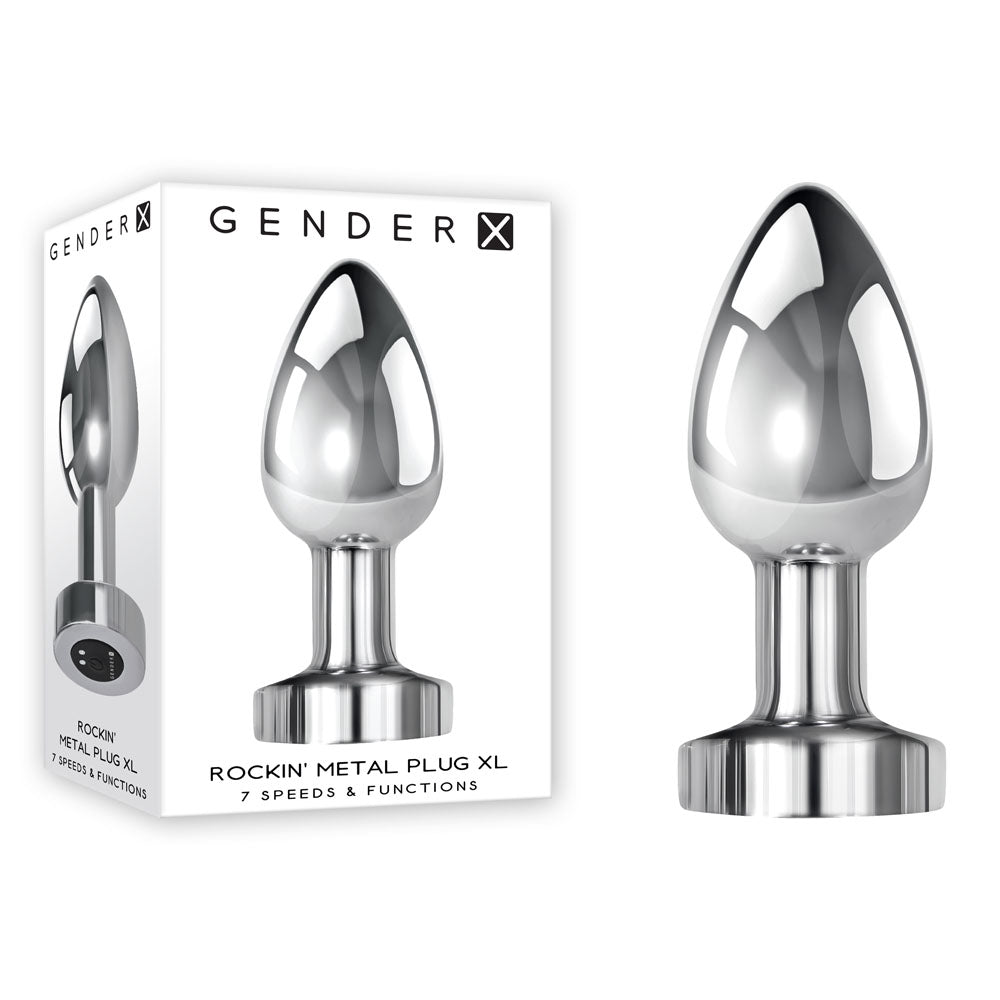Gender X ROCKIN METAL PLUG XL - Chrome 10.5cm Vibrating XL Butt Plug