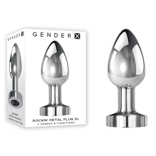Gender X ROCKIN METAL PLUG XL - Chrome 10.5cm Vibrating XL Butt Plug