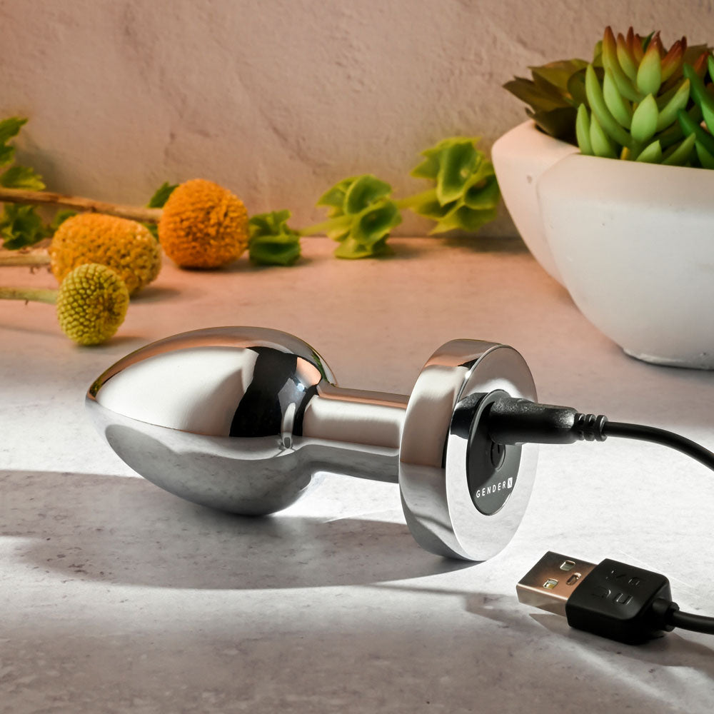 Gender X ROCKIN METAL PLUG XL - Chrome 10.5cm Vibrating XL Butt Plug