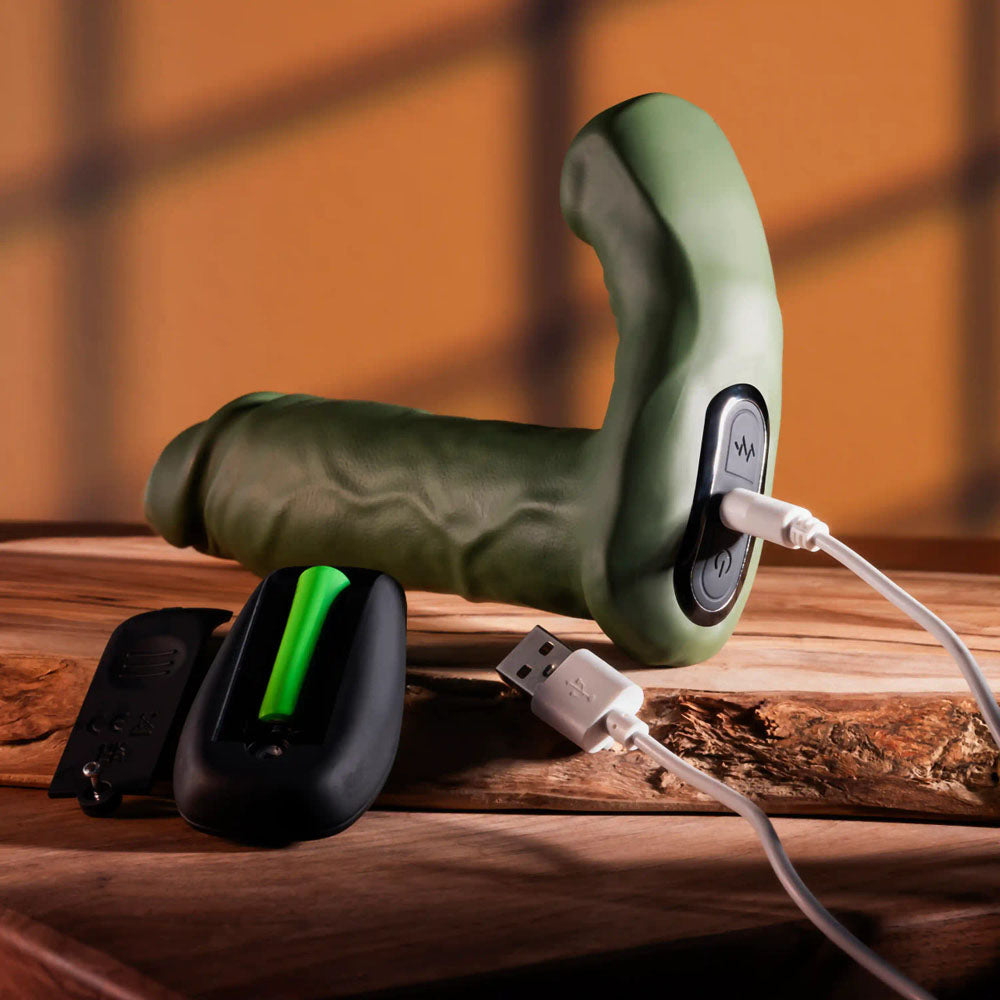 Gender X THE HUNK - Green 15.2cm Thrusting Double Vibrator with Remote