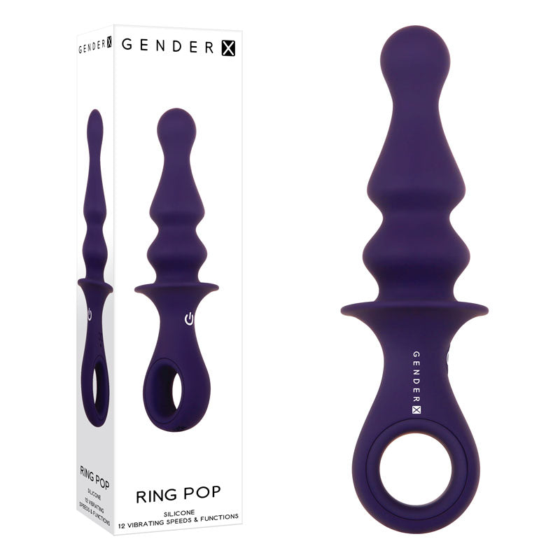 Gender X RING POP - Dark Blue 15.2cm Vibrating Anal Plug