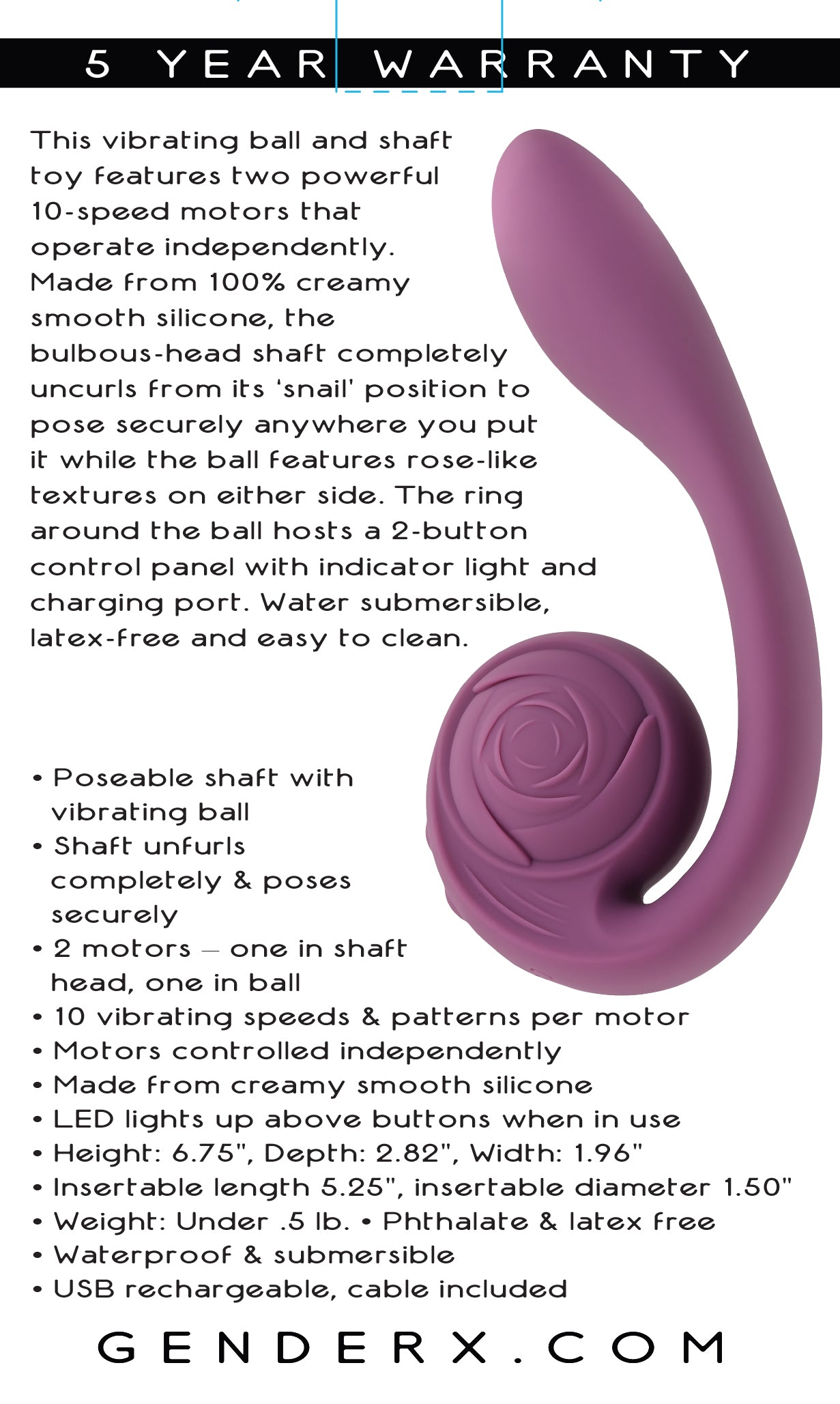 Gender X POSEABLE YOU Purple USB Rechargeable Poseable Vibrator