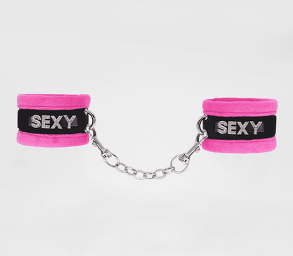 Love In Leather Fluffy Diamante SEXY Wrist Restraints