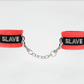 Love In Leather Fluffy Diamante SLAVE Wrist Restraints