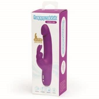 Love Honey Happy Rabbit Slimline Realistic Rechargeable Rabbit Vibrator Purple