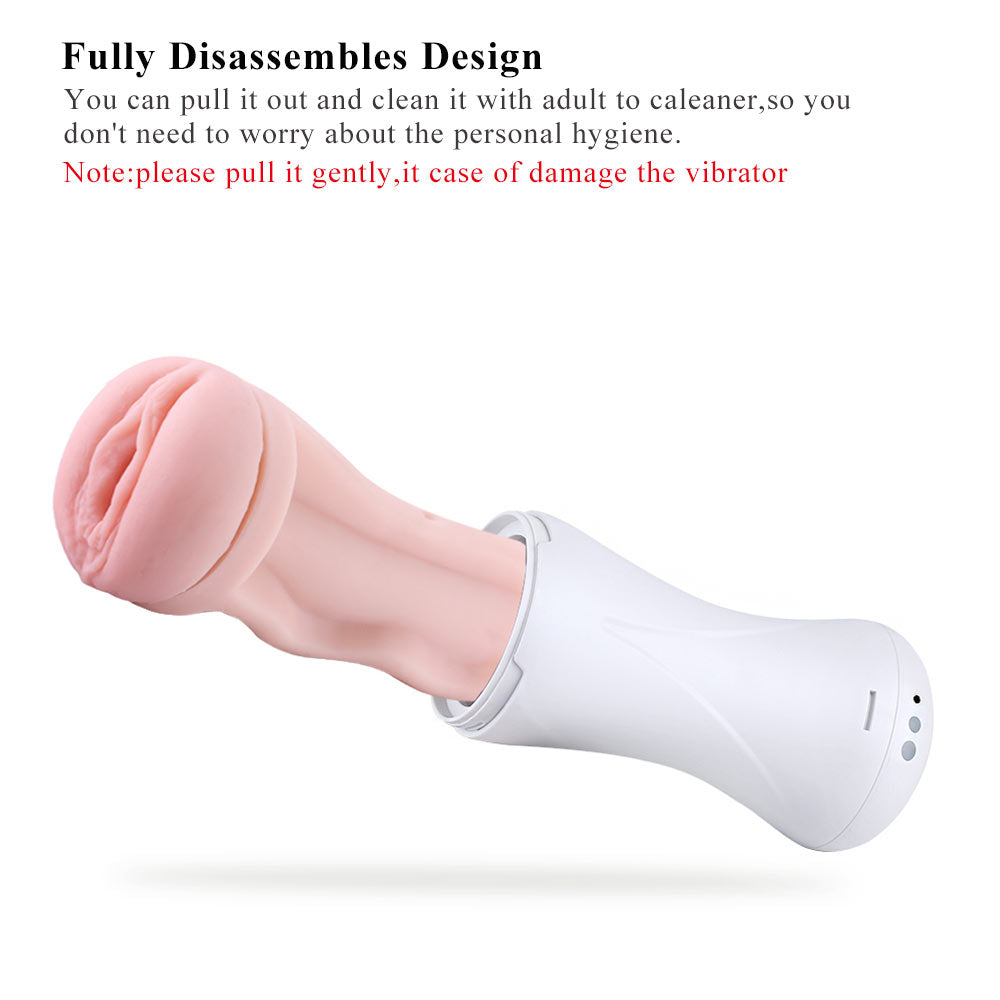 HiSmith Vibrating Vagina Masturbation Cup with White Case (KlicLok)