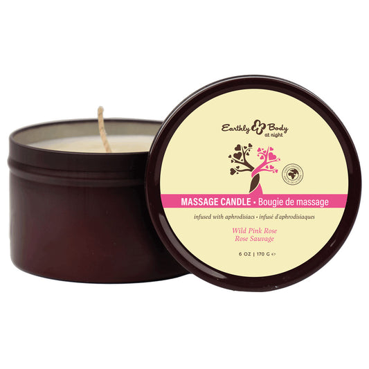 Earthly Body Aphrodisiac Massage Candle - Wild Pink Rose 170g